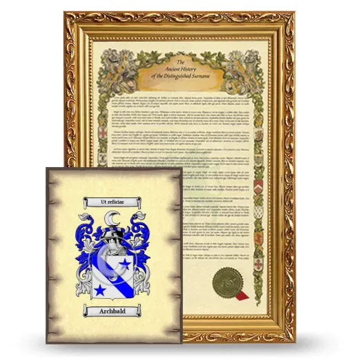 Archbald Framed History and Coat of Arms Print - Gold