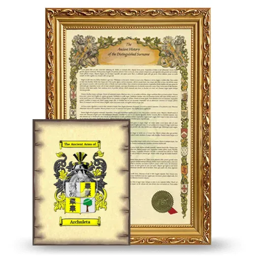 Archuleta Framed History and Coat of Arms Print - Gold