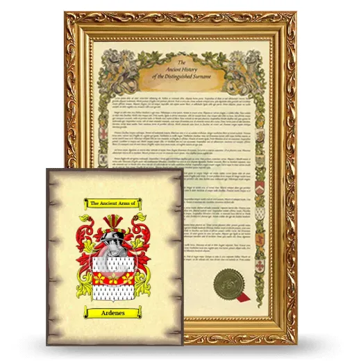 Ardenes Framed History and Coat of Arms Print - Gold