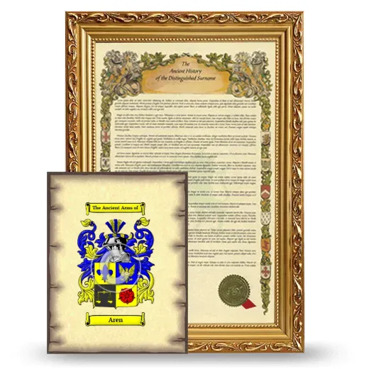 Aren Framed History and Coat of Arms Print - Gold