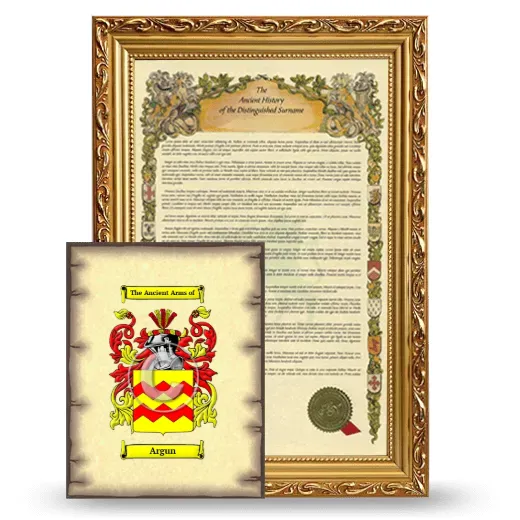 Argun Framed History and Coat of Arms Print - Gold