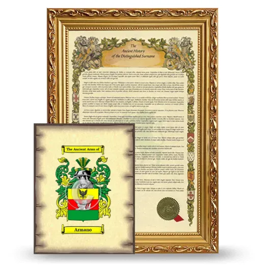 Armano Framed History and Coat of Arms Print - Gold