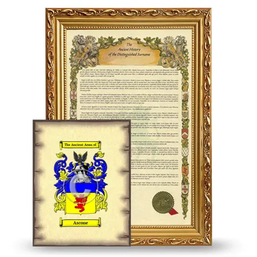Ascone Framed History and Coat of Arms Print - Gold