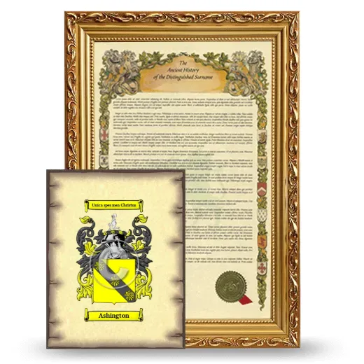 Ashington Framed History and Coat of Arms Print - Gold