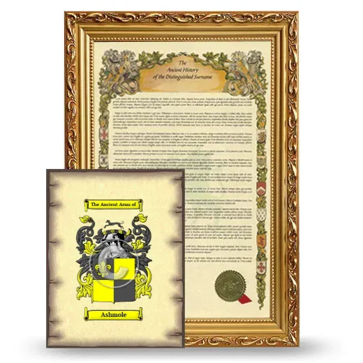 Ashmole Framed History and Coat of Arms Print - Gold