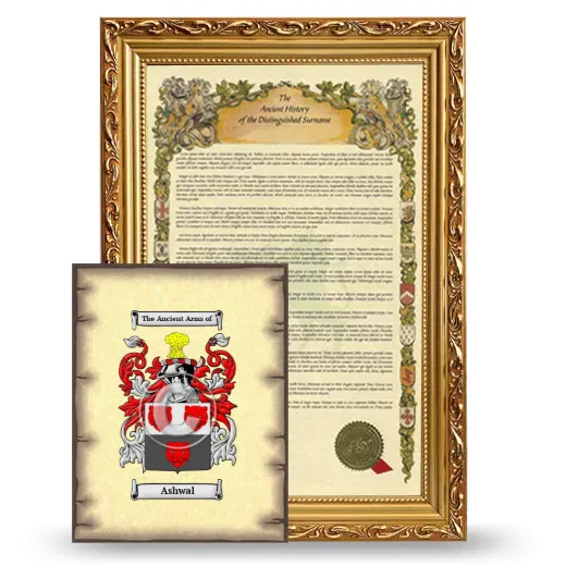 Ashwal Framed History and Coat of Arms Print - Gold
