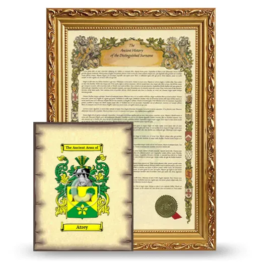 Atrey Framed History and Coat of Arms Print - Gold