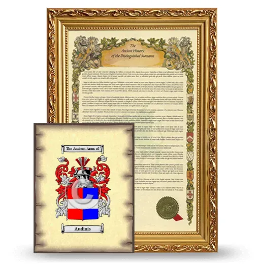 Audinis Framed History and Coat of Arms Print - Gold