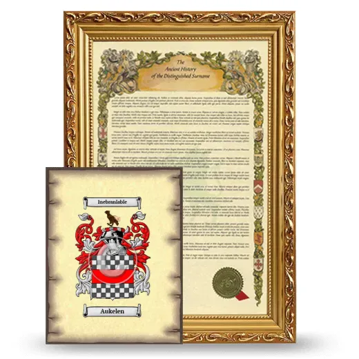 Aukelen Framed History and Coat of Arms Print - Gold