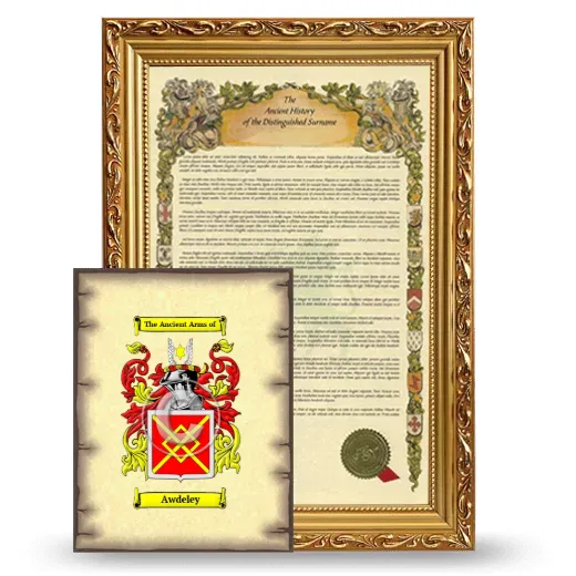 Awdeley Framed History and Coat of Arms Print - Gold