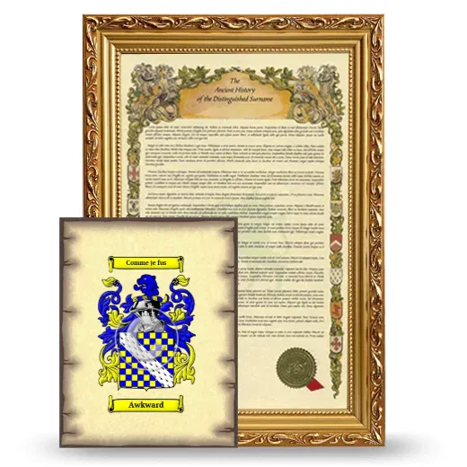 Awkward Framed History and Coat of Arms Print - Gold