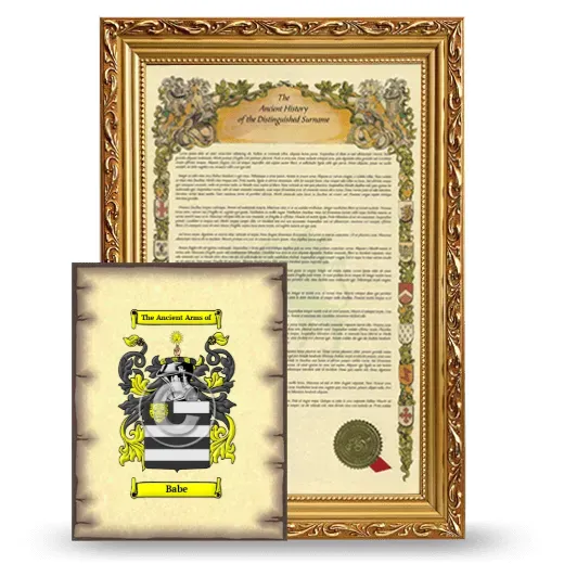 Babe Framed History and Coat of Arms Print - Gold