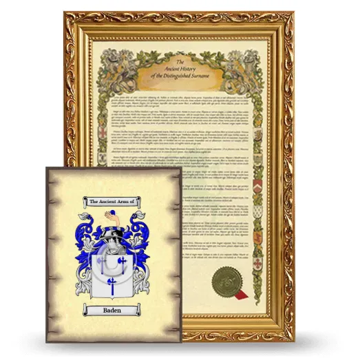 Baden Framed History and Coat of Arms Print - Gold