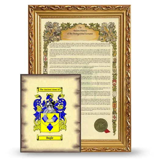 Bagle Framed History and Coat of Arms Print - Gold