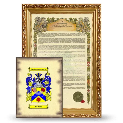 Baillon Framed History and Coat of Arms Print - Gold