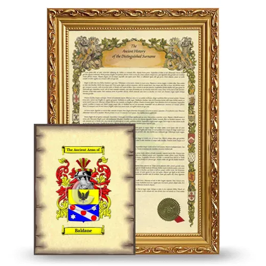 Baldane Framed History and Coat of Arms Print - Gold