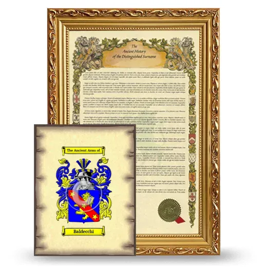 Baldecchi Framed History and Coat of Arms Print - Gold