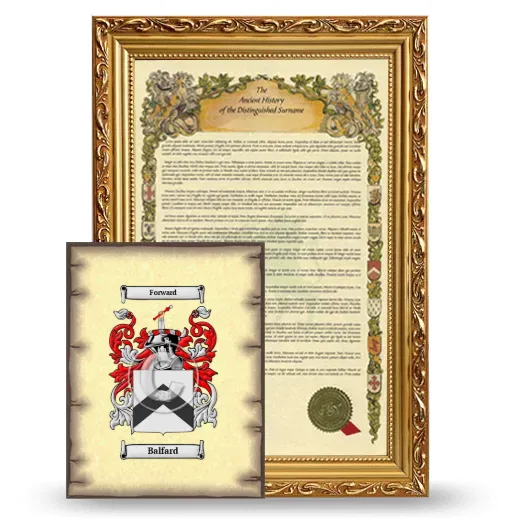 Balfard Framed History and Coat of Arms Print - Gold