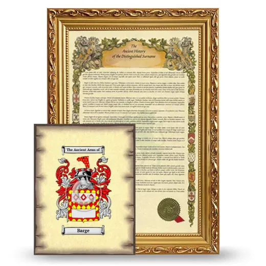 Barge Framed History and Coat of Arms Print - Gold
