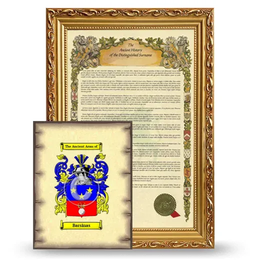 Barsinas Framed History and Coat of Arms Print - Gold