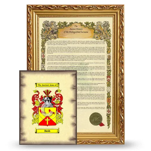 Bash Framed History and Coat of Arms Print - Gold