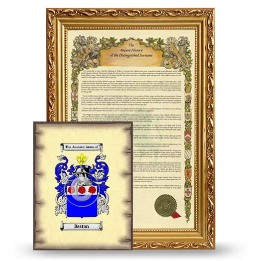 Baston Framed History and Coat of Arms Print - Gold