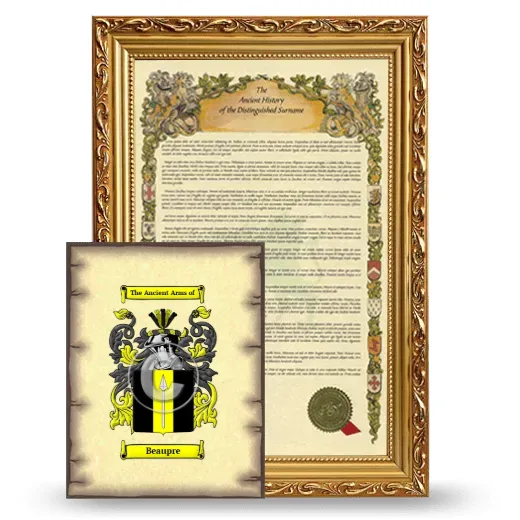 Beaupre Framed History and Coat of Arms Print - Gold