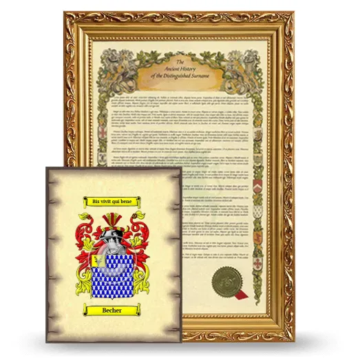 Becher Framed History and Coat of Arms Print - Gold