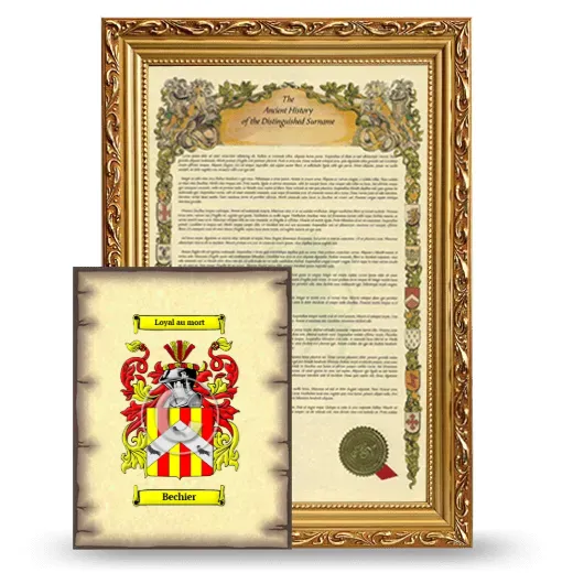 Bechier Framed History and Coat of Arms Print - Gold