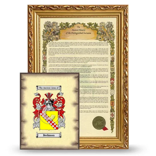 Beckman Framed History and Coat of Arms Print - Gold