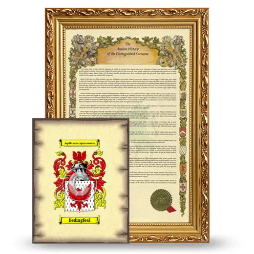 Bedingfeal Framed History and Coat of Arms Print - Gold