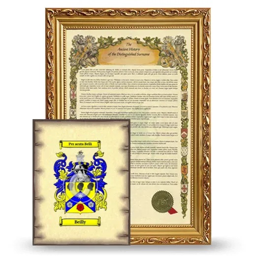Beilly Framed History and Coat of Arms Print - Gold
