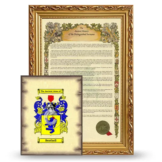 Benthall Framed History and Coat of Arms Print - Gold