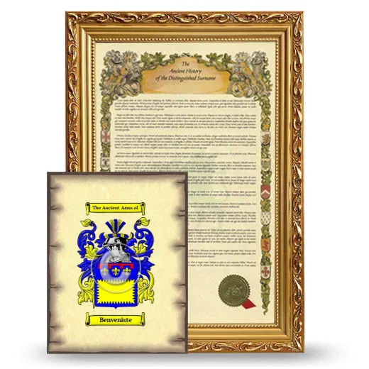 Benveniste Framed History and Coat of Arms Print - Gold