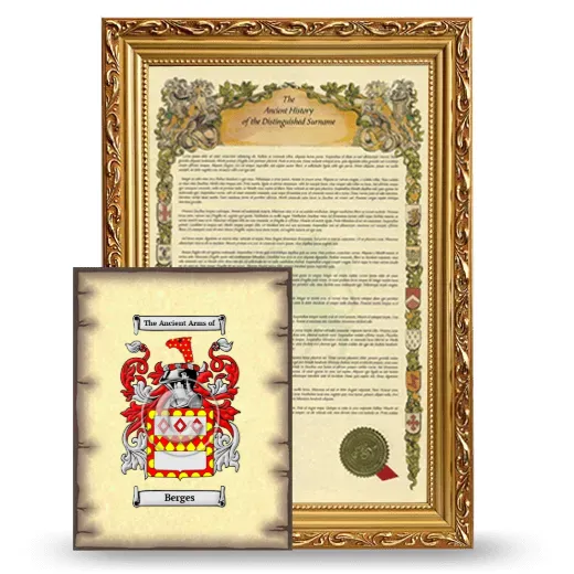 Berges Framed History and Coat of Arms Print - Gold