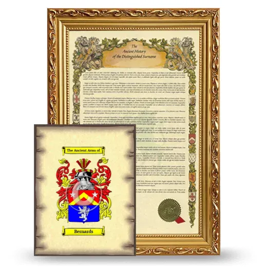 Bernards Framed History and Coat of Arms Print - Gold