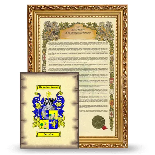Beruthe Framed History and Coat of Arms Print - Gold