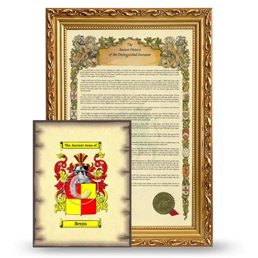 Besyn Framed History and Coat of Arms Print - Gold