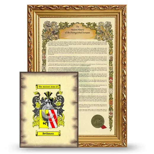 Bethman Framed History and Coat of Arms Print - Gold