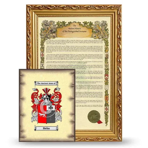 Biehn Framed History and Coat of Arms Print - Gold