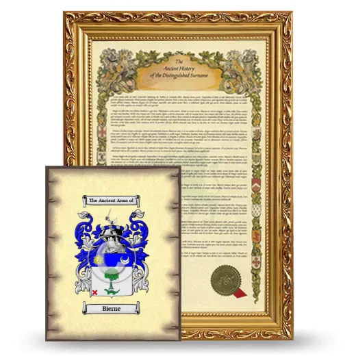 Bierne Framed History and Coat of Arms Print - Gold
