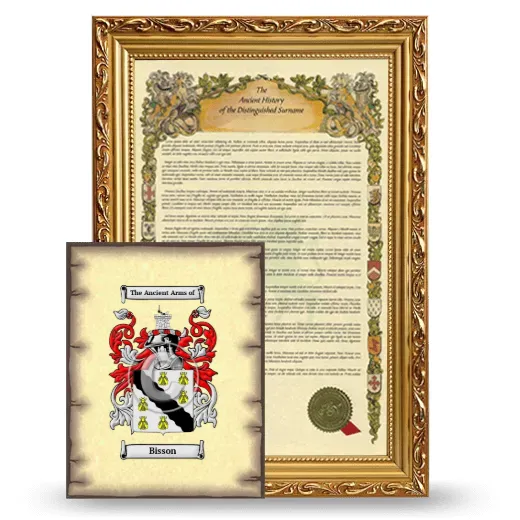 Bisson Framed History and Coat of Arms Print - Gold