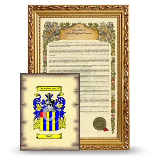 Blaby Framed History and Coat of Arms Print - Gold