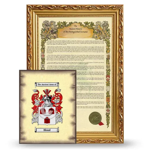 Blond Framed History and Coat of Arms Print - Gold