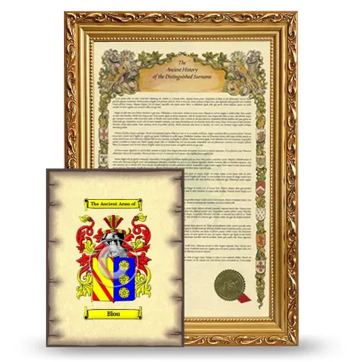 Blou Framed History and Coat of Arms Print - Gold