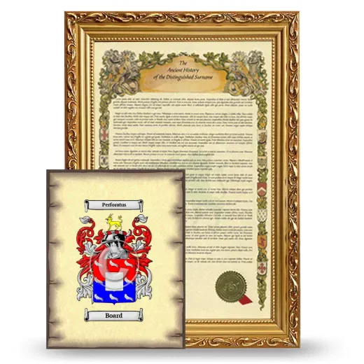 Board Framed History and Coat of Arms Print - Gold