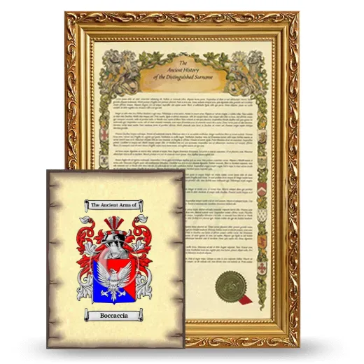 Boccaccia Framed History and Coat of Arms Print - Gold