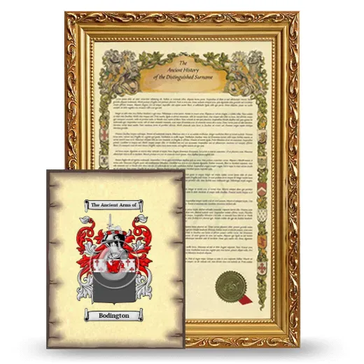 Bodington Framed History and Coat of Arms Print - Gold