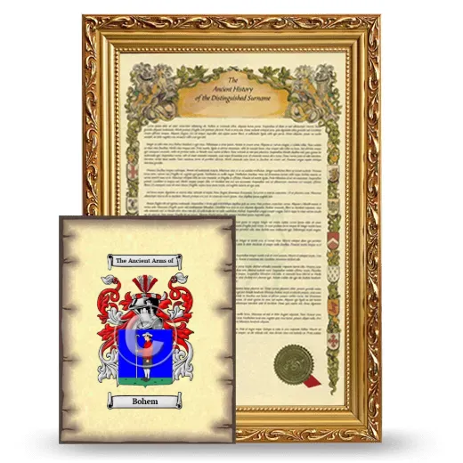 Bohem Framed History and Coat of Arms Print - Gold