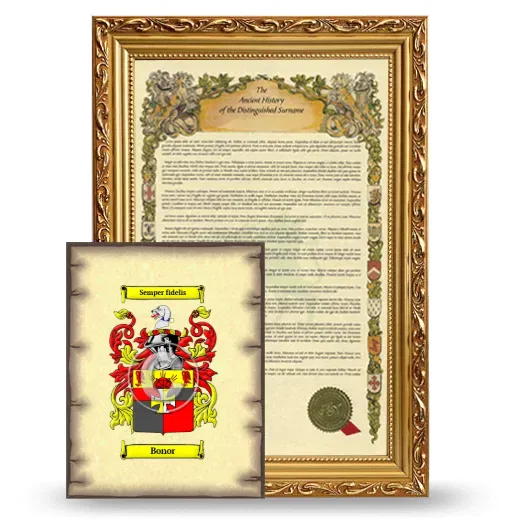 Bonor Framed History and Coat of Arms Print - Gold